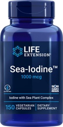 Prolongation de la durée de vie Capsules Sea-Iodine, 1000 mcg, 150 Veg Caps, Supplément d'iode naturel de Kelp et Bladderwack