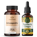 HERBAMAMA Ashwagandha und Turmeric Ginger Kit - Bundle von 1500 mg Ashwagandha Root Capsules & Turmeric Ginger Tinkture 2 fl oz - Vegan, Non-GMO, Sugar & Alcohol-Free - 2 Pack