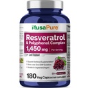 NusaPure Resveratrol & Polyphenol Complex 1450mg 180 Vegetarische Caps (Non-GMO, Vegan) Vitamin C