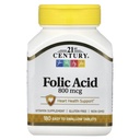 21ème siècle 800 mcg comprimés d'acide folique, assortis, 180 Nombre