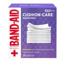 Bande-Aid marque Absorbent Coussin Care Steril Square Gauze Pads pour la protection des premiers soins des coupures mineures, des éraflures et des brûlures, non adhésifs, couvre-vêtements, grand, 4 po x 4 po, 25 ct