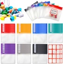 70+2 Pcs Pill Pouch Taschen Zippered Pill Pouch Set mit 2 Blatt Etikett, 7 Farben Pill Pouches für Medizin Reisen Wiederverwendbare kleine Kunststoff Pillen Taschen für Reisen/Home Tägliche Verwendung