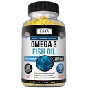 Kaya Naturals Omega 3 Supplément - Nature Made Omega 3 Huile de poisson - 100% Huile de poisson pélagique de mer brute sans arrière-goût de poisson - 60 softgels de comte