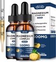 Magnesium Glycinate Liquid Drops 500mg - Triple Magnesium Complex Supplement with Citrate, Malate, Ashwagandha, L-Theanine, Vitamin B6 for Sleep, Stress Relief, Muscle, Pineapple Flavor 4 Fl Oz