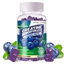Complexe monohydraté créatine pour hommes et femmes - formule avancée W/L-Taurine + vitamine B12, supplément à croquer sans sucre,90 Gommies de bleuets