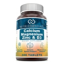 Calcium Magnésium Zinc + Vitamine D3 Comprimés- Favorise les os forts et les dents, Soutien Nerve & Fonction musculaire* (300 Nombre)