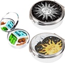 2pcs Pille Box,3 Compartment Small Pill Case für Pocket & Purse, Cute Travel Metal Pill Organizer,Portable Pill Container und Medizin Vitamin Organizer