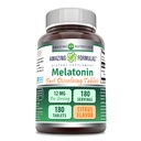 Formules étonnantes Melatonin Supplément à dissolution rapide de Citrus Flavor de 12 Mg par Serving de 180 comprimés non-OGM de Gluten-Free de fabrication américaine