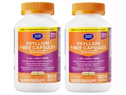 Berkley Jensen Daily Psyllium Husk Supplement (600 - comte), Fibre naturelle pour les hommes et les femmes - Capsules de fibre pour la santé globale digestive, la constipation amaigrissante, l'absorption des nutriments, Fabriqué aux États-Unis