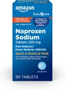 Basic Care Rücken- und Muskelschmerzen, 220 mg, 12-Hour Schmerzlinderung, Naproxen-Natrium-Tabletten, Schmerzlinderung und Fever Reducer, 90 Count