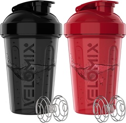 VÉLOMIX -2 Pack- Bouteille de 20 oz pour les mélanges de protéines - 2x Whisk à fil.