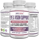 Lutéine & Zeaxanthin Suppléments pour la santé des yeux pour adultes, formule naturelle pour les yeux et la vision avec la vitamine A, la lutéine, la zéaxanthin, l'extrait de bilberry, la lycopène et les yeux pour la rétine et les verres 60 capsules