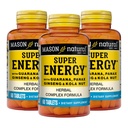 MASON NATURAL Super énergie, faite avec Guarana, Panax Ginseng & Kola Nut pour la performance optimale et l'énergie, 90 jours d'approvisionnement, 60 comprimés (paquet de 3)