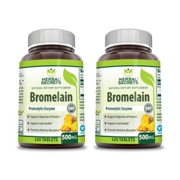 Secrets à base de plantes Bromelain 500 Mg 120 Comprimés Suppléments de 2' Non-GMO' Sans gluten' Fabriqué aux États-Unis