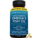 Viva Naturals Triple Strength Omega 3 Pilules d'huile de poisson – Formule à haute puissance de 2500 mg avec acide gras Omega 3 à 2250 mg (y compris EPA, DHA, DPA) sous forme rTG pour absorption – certifié IFOS, 90 Softgels