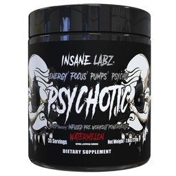 Insane Labz Psychique Black Edition Mid Stimulant Pre Workout Powder, Energy Focus Pompes, Charged with Creatine Beta Alanine Taurine Carburant par AMPiberry, 35 Serviettes (Watermelon)