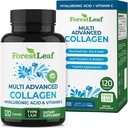 Pinces de collagène Multileaf avec acide hyaluronique + vitamine C. Suppléments de collagène hydrolysés pour les femmes ou les hommes.