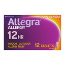 Allegra Comprimés antiallergiques adultes de 12 heures, médicaments antiallergiques intérieurs et extérieurs non somnolents, 60 mg de Fexofenadine HCI Antihistamine Pill, 12-Count