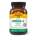 Country Life Omega-3 Supplément huile de poisson, 10000mg,180mg EPA et 120mg DHA, concentré huile de poisson, sans Burpless, 50 Softgels, certifié sans gluten