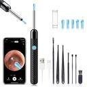 Suppression de la cire d'oreille - outil de suppression de la cire d'oreille avec jeu d'oreilles de 8 Pcs - Nettoyeur de canal d'oreille avec caméra 1080P - FSA HSA admissible - Kit de nettoyage d'oreille avec 6 cuillères d'oreille - Caméra d'oreille pour iOS et Android (Noir)
