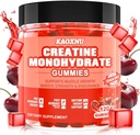 Gommies monohydratées créatine 5600mg pour les hommes et les femmes, 120 CT Gommies créatine à croquer pour le soutien musculaire, stimuler l'énergie, 5,6g de monohydrate de créatine par portion - sans sucre, végétalien (arôme de cerise)