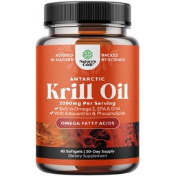 Huile de krill antarctique 2000mg Softgels par portion - supplément d'huile de krill oméga 3 avec EPA DHA & Astaxanthin (60 Nombre (paquet de 1)