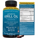 Viva Naturals Antarctique Krill Oil Omega 3 Suppléments 1250 mg - DHA EPA Omega-3 & Astaxanthine Concentration pour la santé conjointe, sans Burp de poisson - 60 capsules d'huile de krill