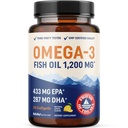 Triple force Omega 3 huile de poisson 1200 mg EPA & DHA , prise sauvage, source durable Omega-3 acides gras , Suppléments d'huile de poisson sans Burpless , non-OGM , tiers testé , 30 softgels