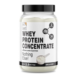 C'est juste ! - 100% Whey Protein Concentrate, Fabriqué aux États-Unis, Premium WPC-80, Pas d'arômes ou d'édulcorants artificiels ajoutés (2,5 livres, non aromatisé)