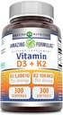 Erstaunliche Formeln Vitamin D3 5000 IU mit Vitamin K2 100 Mcg | D3 + K2 Complex Supplement | Softgels | Non-GMO | Gluten-Free | Made in USA (1 Pack, 300 Count)