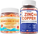 NEVISS Vitamin D3 5000IU + K2 (MK-7) 120mcg+Zinc Copper Gummies