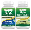 Meilleurs naturels NAC 600 mg et acide lipoïque alpha 600 mg