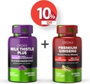 OrzAX Thistle Lait Plus 120 Capsules Vegatable et Ginseng Premium 120 Capsules Vegatable, ensemble