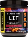 BEYOND RAW LIT V2 Clinical Strength Pre Workout Powder, Hits Harder, Pompes plus grandes, Caféine, L-Citrulline, Créatine, Apple Crisp, 30 portions