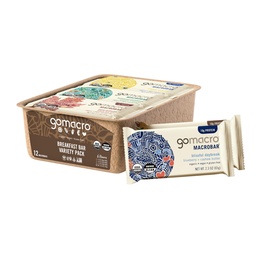 GoMacro Macrobar Barres de protéines végétales biologiques, lot de variétés de petit déjeuner, 12 Nombre