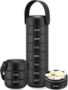 Zannaki Metal Weekly Pill Organizer, Grande Pill Box 7 Jour, Etanche Daily Pill Case avec poignée en silicone, Aluminium Portable Pill Holder Container pour Vitamine, Médecine, Supplément,Pills