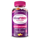 MiraFIBER Gommies des fabricants de MiraLAX, 8g de fibre quotidienne par service, soutien du métabolisme avec des vitamines B, santé de Gut pour les hommes et les femmes, Gommies de fibre prébiotique pour les adultes, saveur de fruits mélangés 72Ct