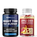 MAV NUTRITION Nachtzeit Fat Burner Capsules und Apple Cider Essig Gummis | Overnight Metabolism Booster für Stomach Fat Burning Unterstützung mit Melatonin & ACV | 1 Monat Versorgung