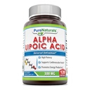 Pure Naturals Alpha Lipoic Acid 300 Mg Capsules, 120Count *Supporte la santé cardiovasculaire et la production d'énergie*