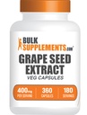 BulkSupplements.comgrape Capsules d'extrait de graines - Supplément de graines de raisin, Supplément antioxydant - Vegan, 2 capsules par portion, 360 Compte (paquet de 1)