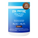 Protéines vitales Poudre de protéines de lactosérum+ Peptides de collagène, 24g Protéines favorisant la récupération et la santé articulaire, avec la vitamine C, environ 16 portions - Chocolat 22.8oz