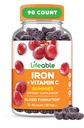 Lebensfähige Eisengummis | 20mg | mit Vitamin C | Great Tasting Blood Builder Eisen Supplement | Eisen mit Vitamin C für Eisenmangel | Eisengummis für Frauen, Männer, Erwachsene | 90 Gummie