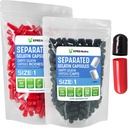 XPRS Nutra Size 1 Gelatin Separated Capsules - 100 Count Empty Pill Capsules Separated in Bags - Empty Pills for DIY Supplement Filling (Black/Red)