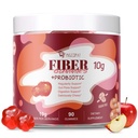 Fiber Gummis mit Probiotics,10G Fiber pro Servieren Kein Zucker hinzugefügt Apple Flavor, mit 10 Billion CFU Probiotics Blend, Apfelessig, Vitamin C, Inulin, Bloating Support 90 Count