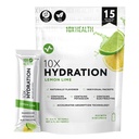 10X Health Electrolyte Drink Mix - Hydration Packets - Sodium, Magnesium, Potassium Citrate & Electrolytes Packets - Naturally Flavored, Dye-Free & Sugar-Free Hydration Packs - 15 Sticks, Lemon Lime