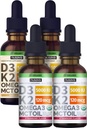 NUSAVA Erdbeer Flavored D3 K2 Flüssigkeitstropfen und Vanille Flavored D3 K2 Flüssigkeitstropfen Bundle - Potente flüssige Vitamine für Herz, Gelenk, Knochen, Muskel, & Immununterstützung - Non-GMO, Gluten-Free, 2pk Jeder