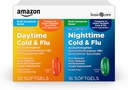 Basic Care Kalt und Flu Relief, Daytime und Nighttime Combo Pack Softgels, Leistungsstarke Kalte Medizin für Tag und Nacht Multi-Symptom Relief, 48 Count(Pack von 1)