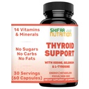 SHIFAA NUTRITION Support de thyroïde halal 30 portions Supplément de soulagement non-OGM avec B12, Iodine, Sélénium, L-Tyrosine