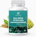 Mousse de mer avec Spiruline et Ashwagandha Blend Capsules, Mood, Immune Support & Stress Relief, Micro Ingrédients & Antioxydants Source — Non-OGM, Supplément Vegan Superfood, 90 Compte