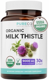 USDA Organic Milk Thistle Capsules - 80% Silymarin-Ergänzung für Leberunterstützung- Super Konzentrat 300mg von 30:1 Milk Thistle Extract entspricht 9.000mg - Milk Thistle Liver Detox 60 Day Supply